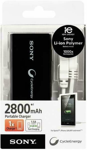 Sony CP-V3A mobiles Akku-Ladegerät Smartphone micro-USB 2800mAh Charger schwarz