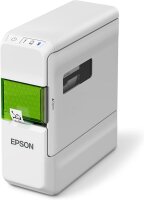 Epson LabelWorks LW-C410, Bluetooth-Etikettendrucker für langlebige Etiketten, Geschenkbänder und mehr, 36 kompatible Bänder bis 18 mm Breite, App-Steuerung, Batterie-betrieben, grau
