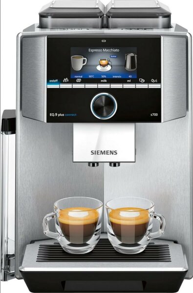 Siemens Kaffeevollautomat EQ.9 plus connect s700 TI9578X1DE, App-Steuerung, Barista-Modus, 6 Temperatureinstellungen, Premiummahlwerk, aromaIntense, automatische Dampfreinigung, 1500 W, edelstah