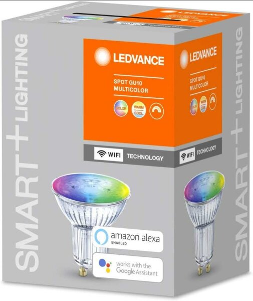LEDVANCE GU10 LED Lampe, Wifi Reflektorlampe mit 5 W (350Lumen) ersetzt 50 W Spot, RGBW Lichtfarbe (2700-6500K), dimmbar und kompatibel mit Alexa, google oder App, Lampen im 1er-Pacck