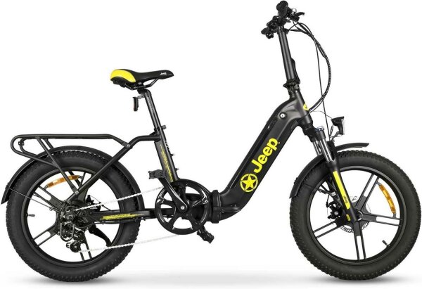 Jeep Fold E-Bike FR 7000 - Faltbares E-Bike 20 Zoll mit 7-Gang Shimano Kettenschaltung, Federgabel - 250W Heckmotor - Leistungsstarker 36V Akku bis 110 km Reichweite - StVZO Zulassung