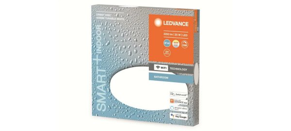 LEDVANCE Smart LED Badezimmerlampe white, 25W, 3200LM, 3000-6500K, 40cm, IP44, Orbis Disc Wandleuchte, Badezimmerleuchte mit Wifi Technologie, dimmbar, steuerbar über App