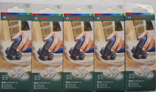 5 Packungen Bosch Schleifgitter Set K 80/180/320 Ø 40 mm