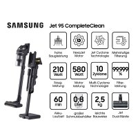 Samsung VS-20C95E4TB/WD Akku Handstaubsauger Jet 95 CompleteClean inkl. freistehende Ladestation Pet+ LED Bürste