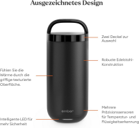 Ember 16oz Tumbler (Black) mit Temperatureinstellung – 473 ml, per App steuerbar,