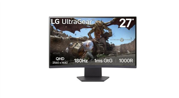 LG UltraGear 27GS60QX-B Gaming Monitor, 27 Zoll, Curved, QHD, VA, 180 Hz, 1 ms