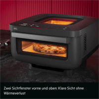 AEG AAFP13BO Pizzaofen (2100 W, Heißluft-Frittierfunktion, Kabelaufwicklung, Sichtfenster, 1 Pizza, Schwarz)