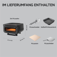 AEG AAFP13BO Pizzaofen (2100 W, Heißluft-Frittierfunktion, Kabelaufwicklung, Sichtfenster, 1 Pizza, Schwarz)